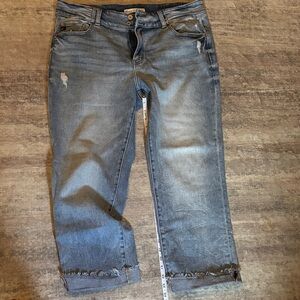 KanCan High Rise Distressed Straight Leg Jeans Raw Hem Size 16